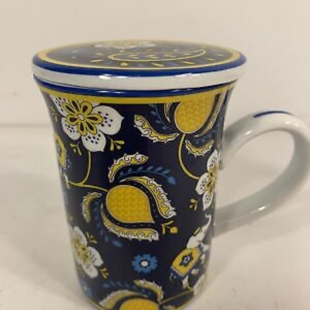 Vera Bradley Porcelain Coffee Tea Mug Cup w Matching Lid